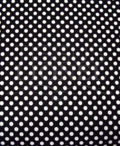 POLYCOTON IMPRIMÉ FOND NOIR POIS BLANC