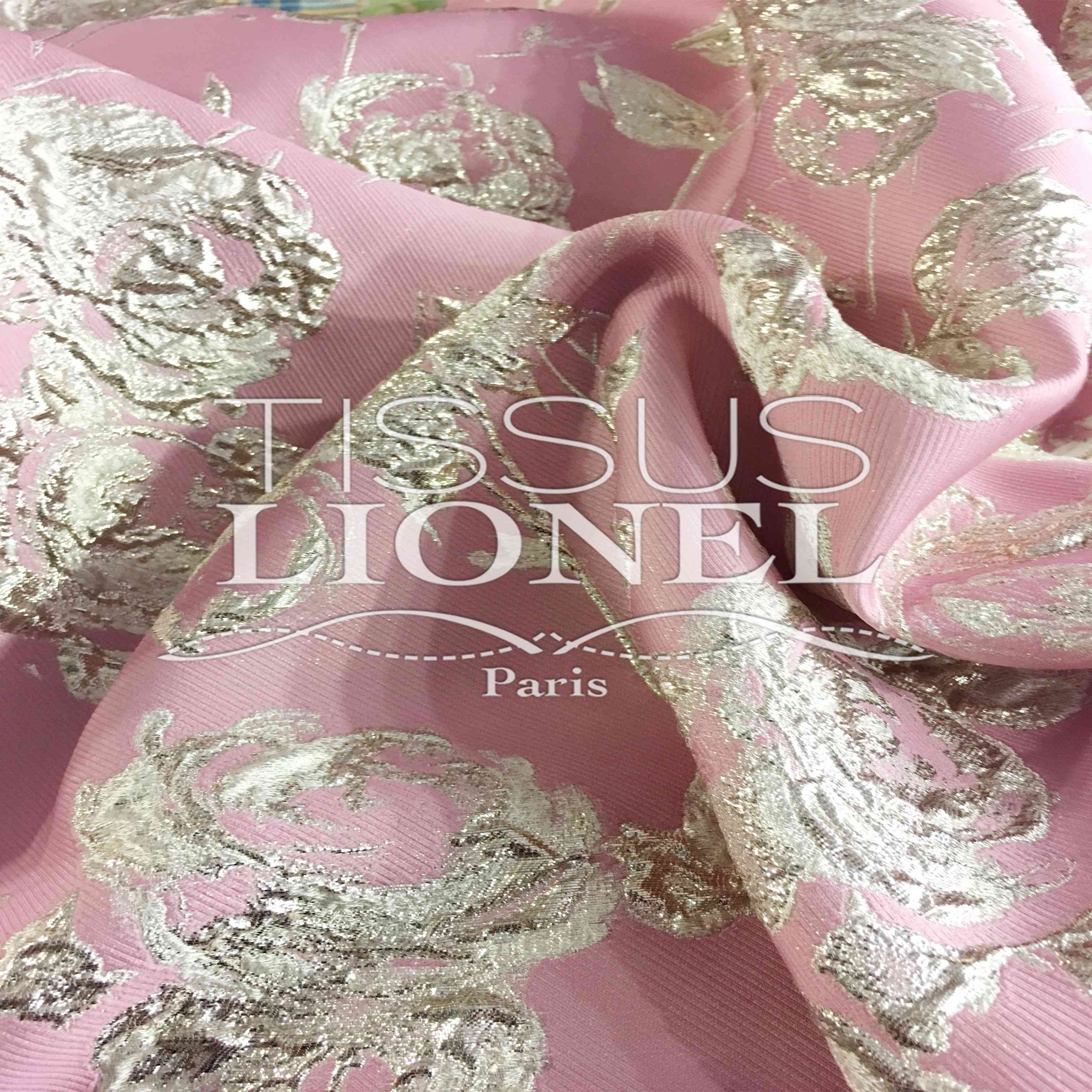 JACQUARD LUREX ROSE Tissus Lionel