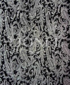 Jacquard fond noir dessin cachemire argent