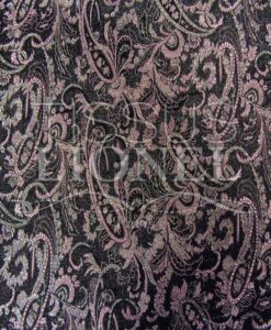 Jacquard fond noir dessin cachemire parme