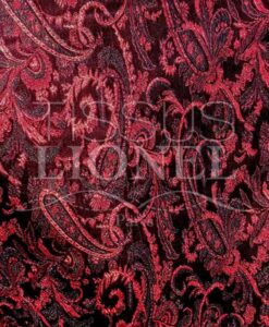 Jacquard fond noir dessin cachemire rouge