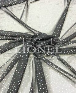LYCRA RESILLE BLANC PAILLETE ARGENT HOLOGRAMME