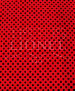 POLYESTER IMPRIMÉ FOND ROUGE POIS NOIR
