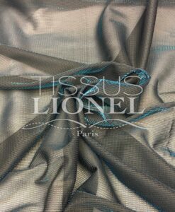 VOILE LUREX CHANGEANT NOIR ET TURQUOISE