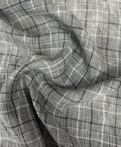 Tissu lin viscose carreaux gris