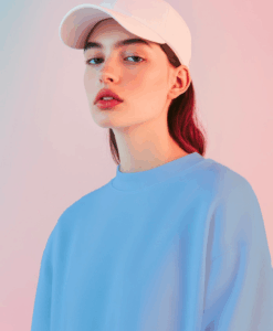 Alternative view of Tissu sweat molleton polaire bleu bébé