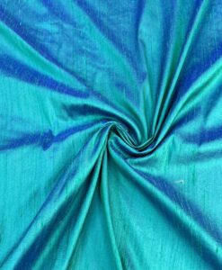 Tissu soie shantung bleu et vert