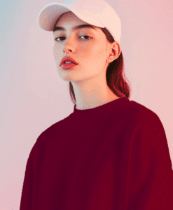 Alternative view of Tissu sweat molleton polaire bordeaux