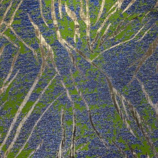 Brocard feuille dorée fond or et bleu – Image 3