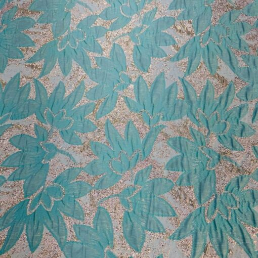 Brocard fleuri turquoise clair et argent – Image 2