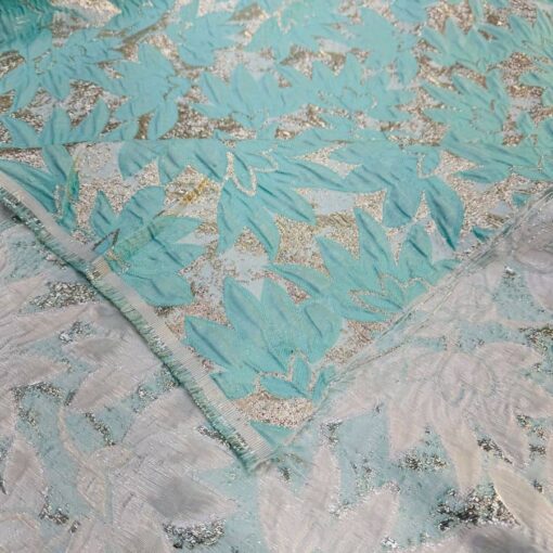Brocard fleuri turquoise clair et argent – Image 3