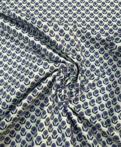 Coton imprimé mini tulipes indigo