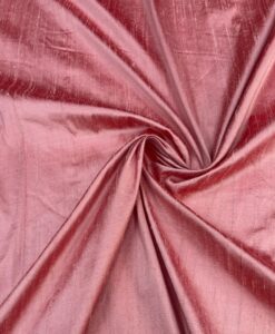 Tissu soie shantung corail et argent