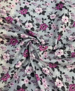 Coton gris fleur fuchsia