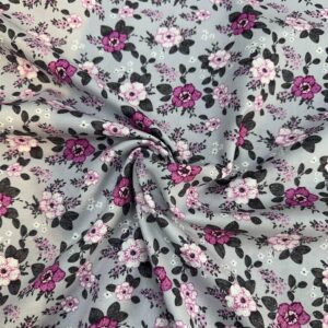 Coton gris fleur fuchsia