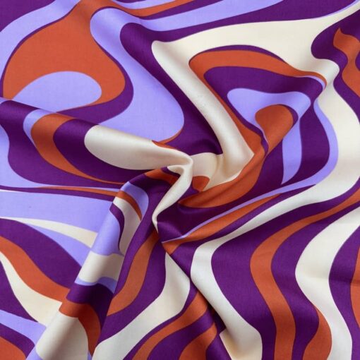 Coton imprimé abstrait violet et parme