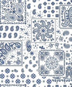 Coton imprimé bandana bleu et blanc
