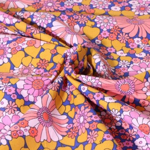 Tissu coton imprimé chill rose