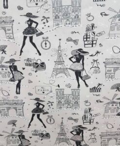 Tissu coton imprimé la parisienne gris