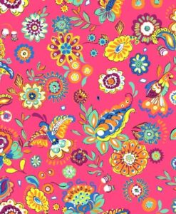 Tissu coton imprimé pareo rose