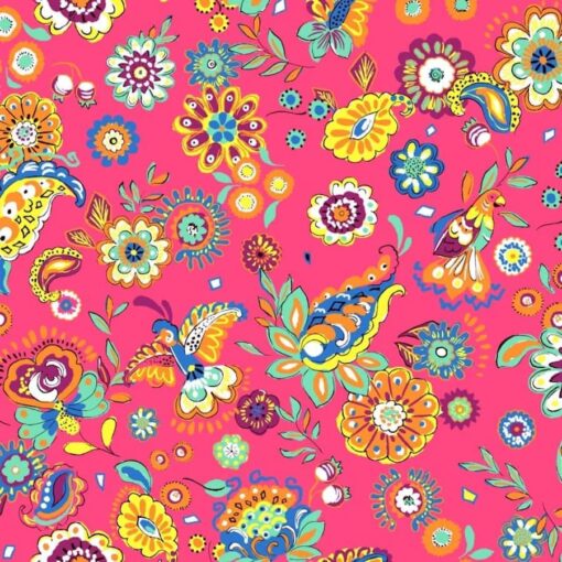 Tissu coton imprimé pareo rose