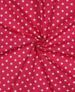 Coton pois blanc fond fushia
