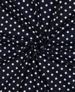 Coton pois blanc fond marine