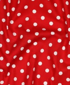 Alternative view of Coton pois blanc fond rouge