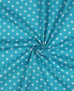 Coton pois blanc fond turquoise