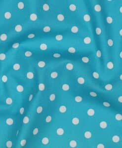 Alternative view of Coton pois blanc fond turquoise