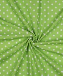 Coton pois blanc fond vert anis
