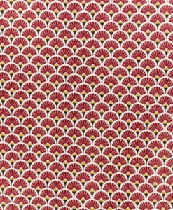 Tissu coton motif imprimé Paon rouge et or