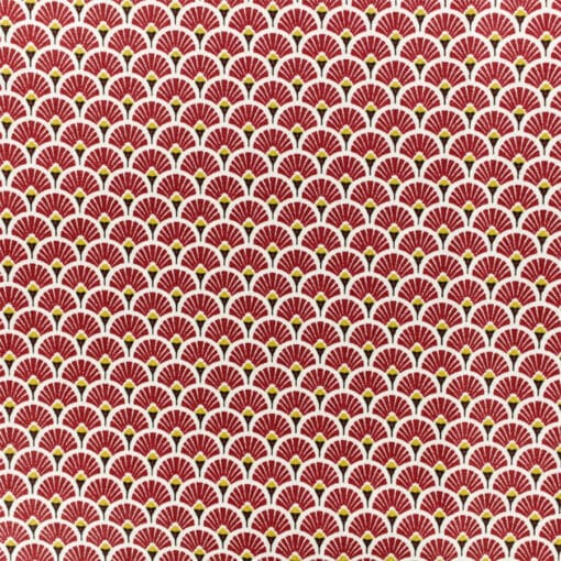 Tissu coton motif imprimé Paon rouge et or