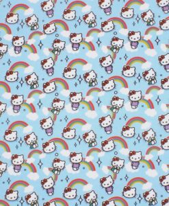 tissu coton hello kitty turquoise