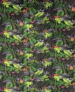 Coton motif tropicale vert et noir