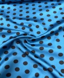 Alternative view of Satin bleu petrol à pois noir