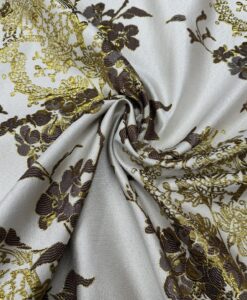 Brocard fleuris marron et or