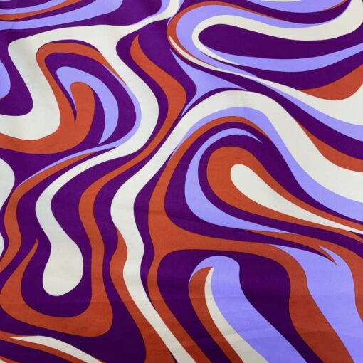 Coton imprimé abstrait violet et parme