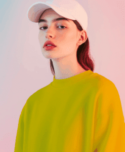 Alternative view of Tissu sweat molleton polaire jaune