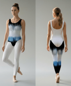 Alternative view of Lycra imprimé pailleté ondes sonore dégradé blanc