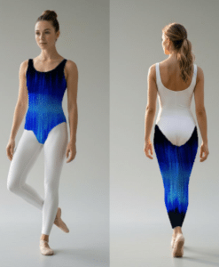 Alternative view of Lycra imprimé pailleté ondes sonore dégradé bleu