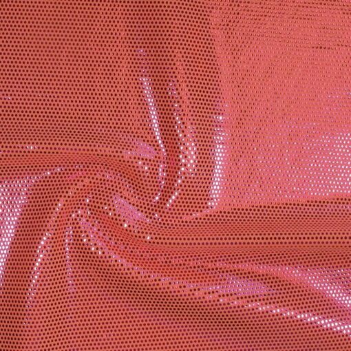 Lycra pailleté fond corail pailleté Fushia