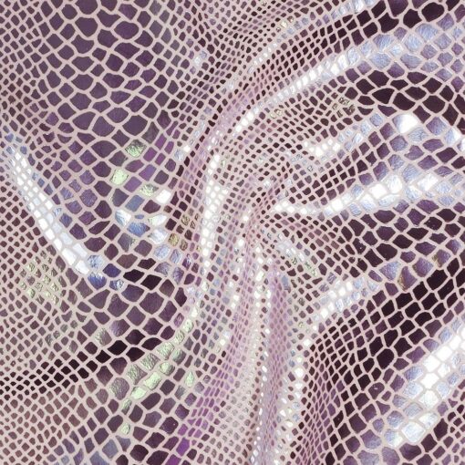 Lycra pailleté serpent fond rose pale pailleté lilas