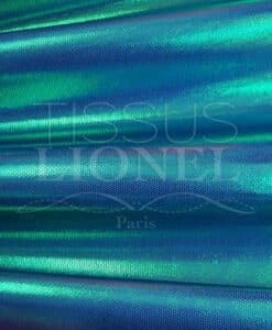 lycra pailleté fond bleu pailleté vert