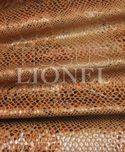 lycra pailleté serpent fond beige pailleté cuivré hologramme