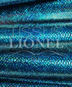 lycra pailleté serpent fond noir pailleté turquoise hologramme