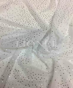 LYCRA RÉSILLE BLANC PAILLETÉ ARGENT LYCRA RÉSILLE BLANC PAILLETÉ ARGENT