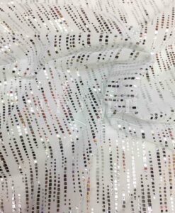 LYCRA RÉSILLE BLANC PAILLETÉ ARGENT POINT