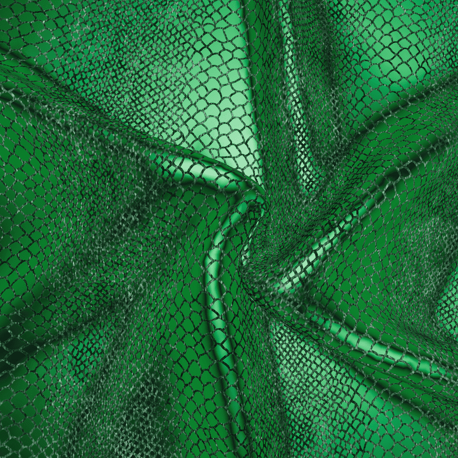 Lycra velours pailleté serpent fond vert pailleté vert