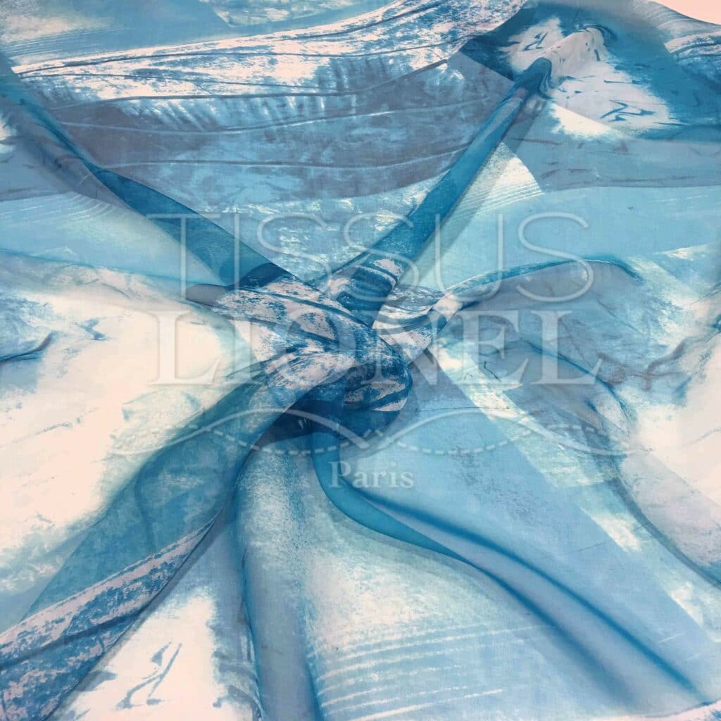 Tissu Mousseline De Soie Satin Turquoise - 138 Cm De Large - Pour Ameublement